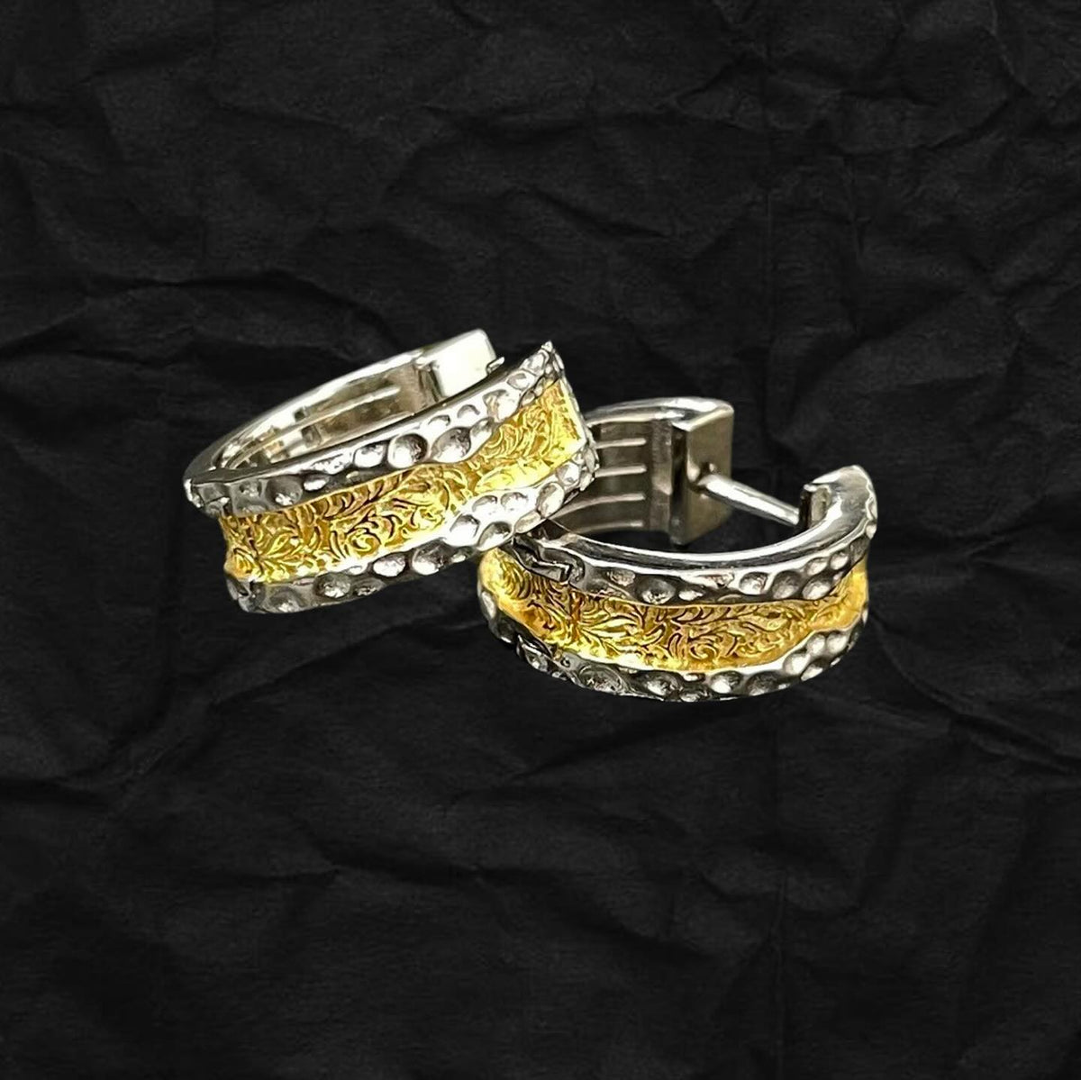 Handmade Hoop Earrings 手工唐草紋金圈耳環