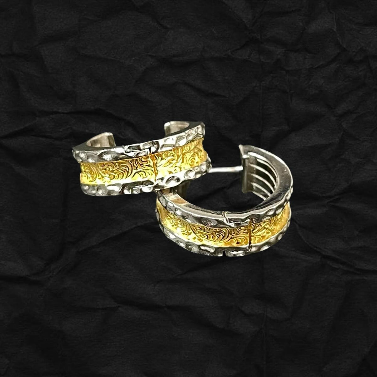 Handmade Hoop Earrings 手工唐草紋金圈耳環
