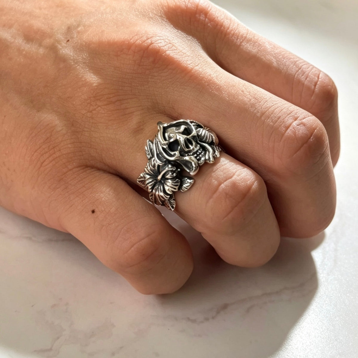 Aloha Skull Ring 朱槿花骷髏戒指