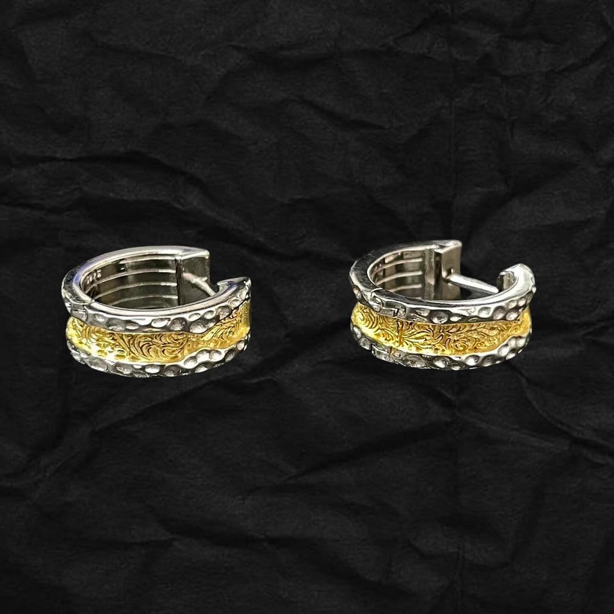 Handmade Hoop Earrings 手工唐草紋金圈耳環