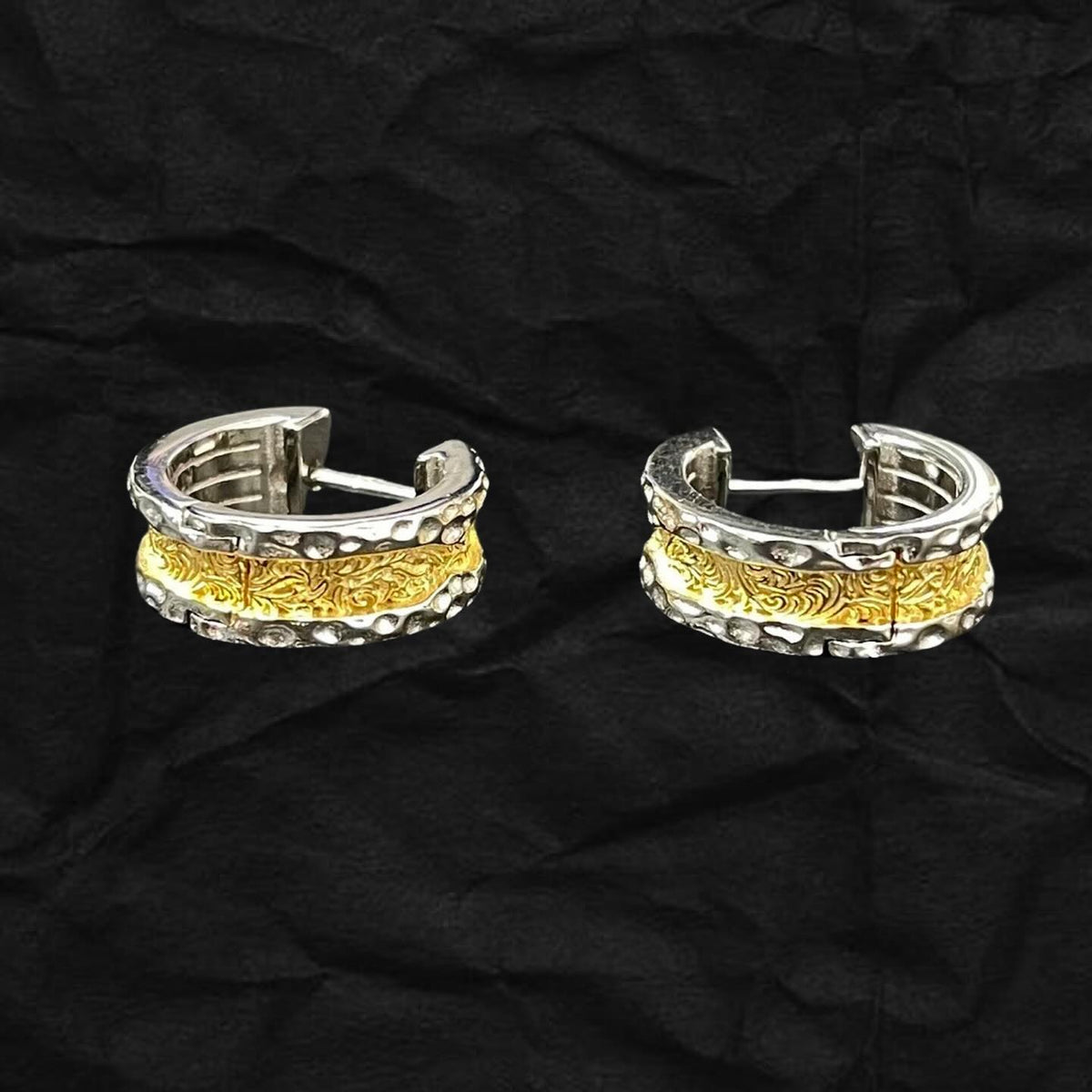 Handmade Hoop Earrings 手工唐草紋金圈耳環