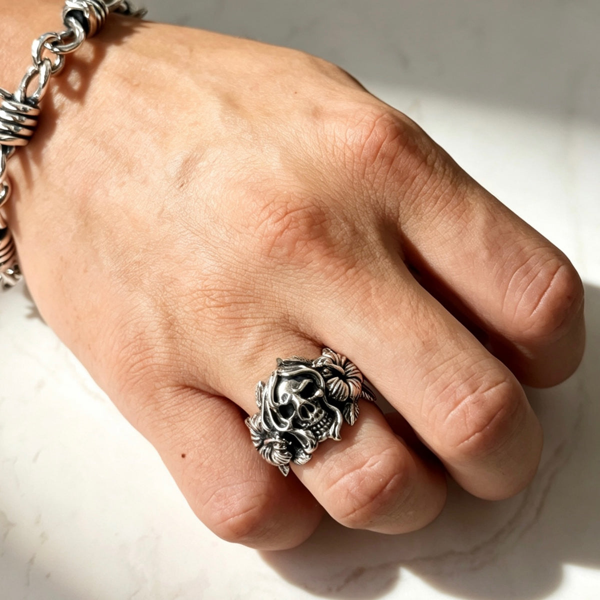 Aloha Skull Ring 朱槿花骷髏戒指