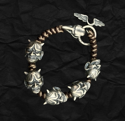 Hannya Braided Bracelet 手工般若の面烏鴉編織手繩