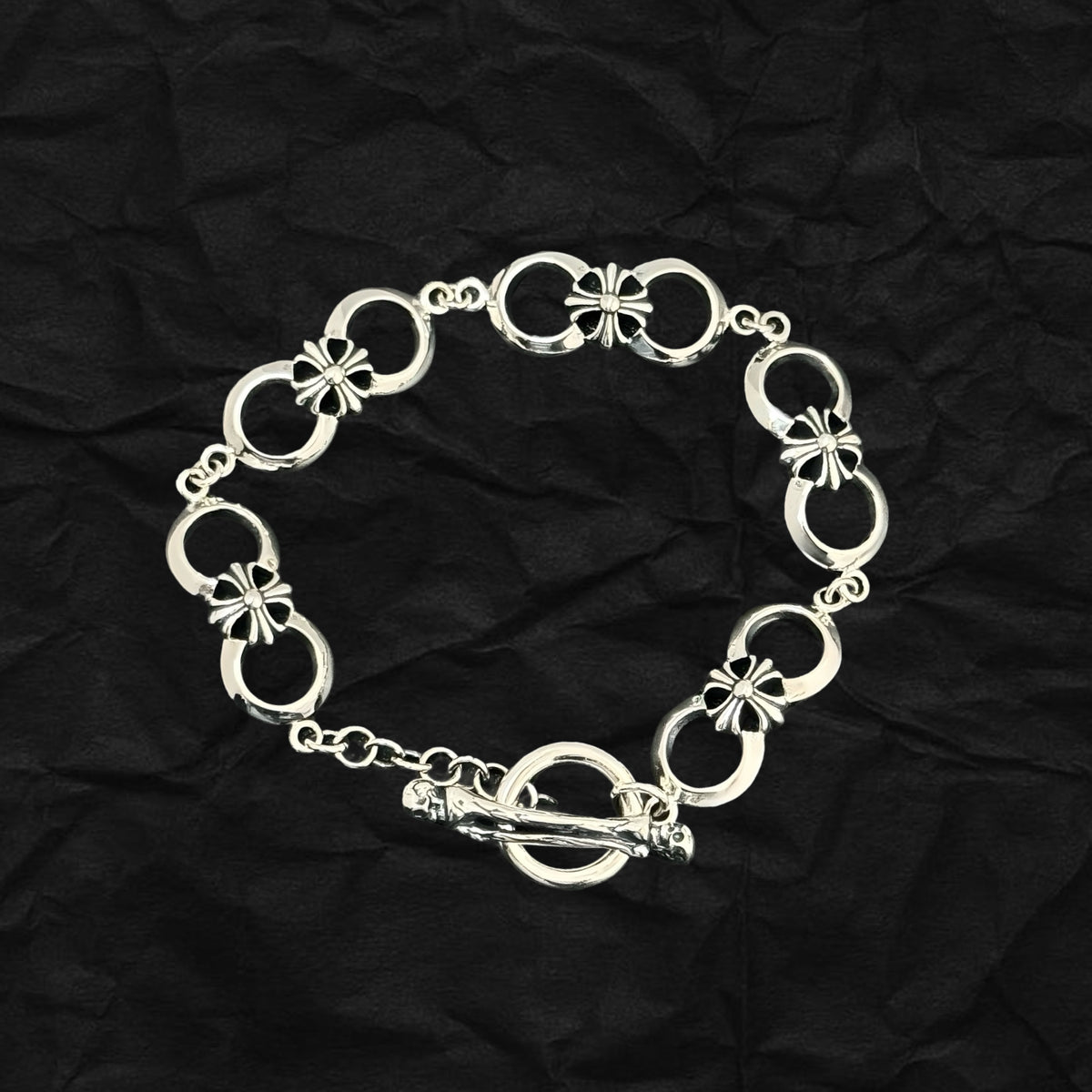 Floral Cross OT Toggle Bracelet 雙環十字花手鏈
