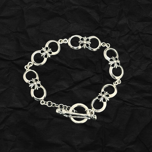 Floral Cross OT Toggle Bracelet 雙環十字花手鏈