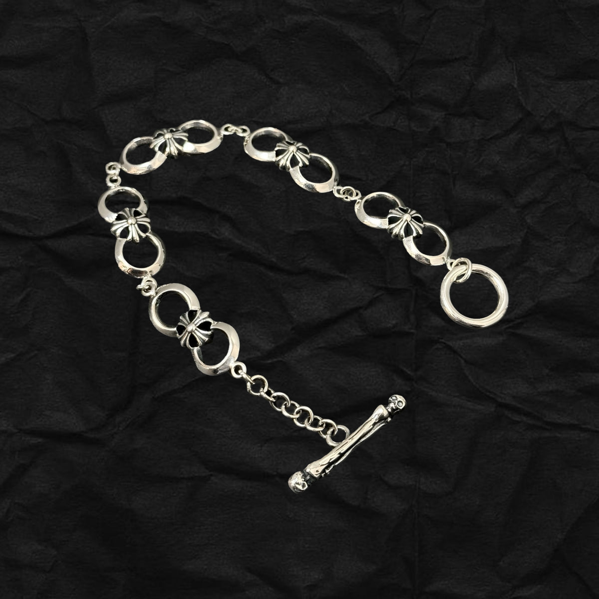 Floral Cross OT Toggle Bracelet 雙環十字花手鏈