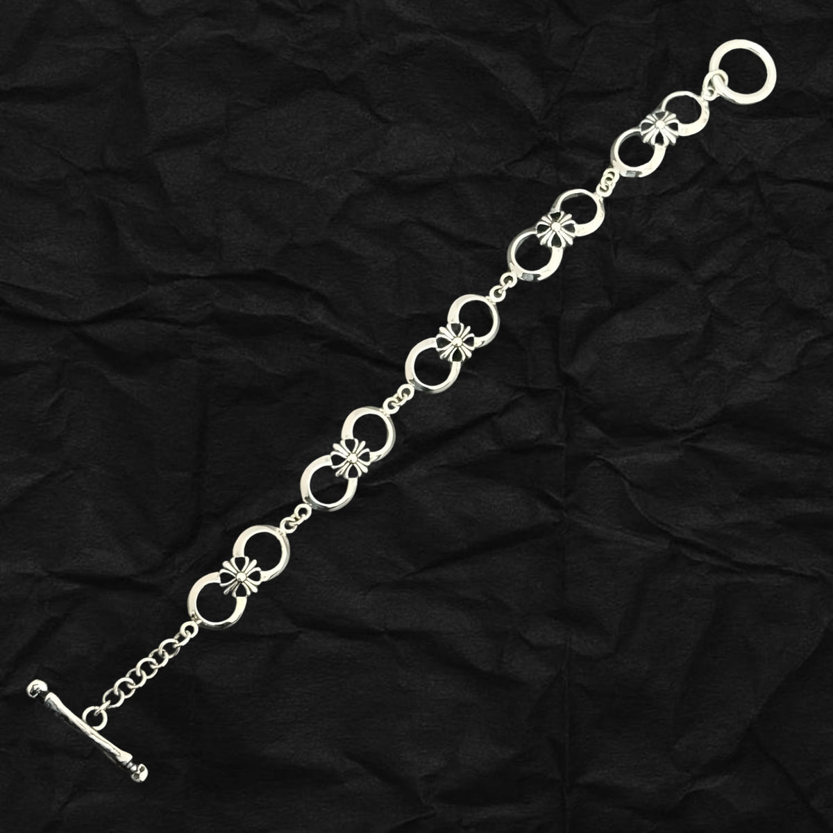 Floral Cross OT Toggle Bracelet 雙環十字花手鏈