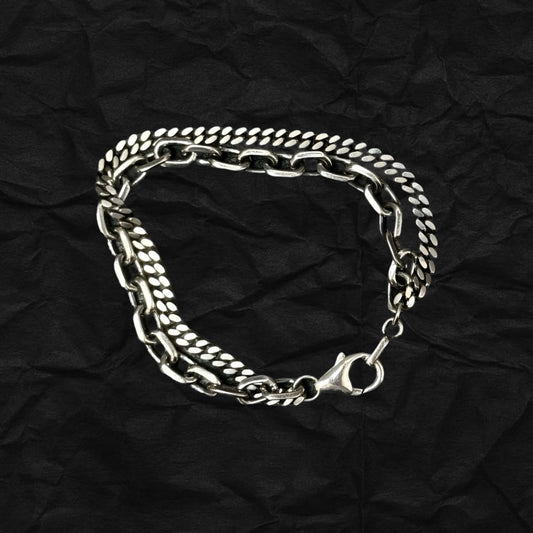 Dual-Chain Layered Bracelet 純銀雙層組合手鏈